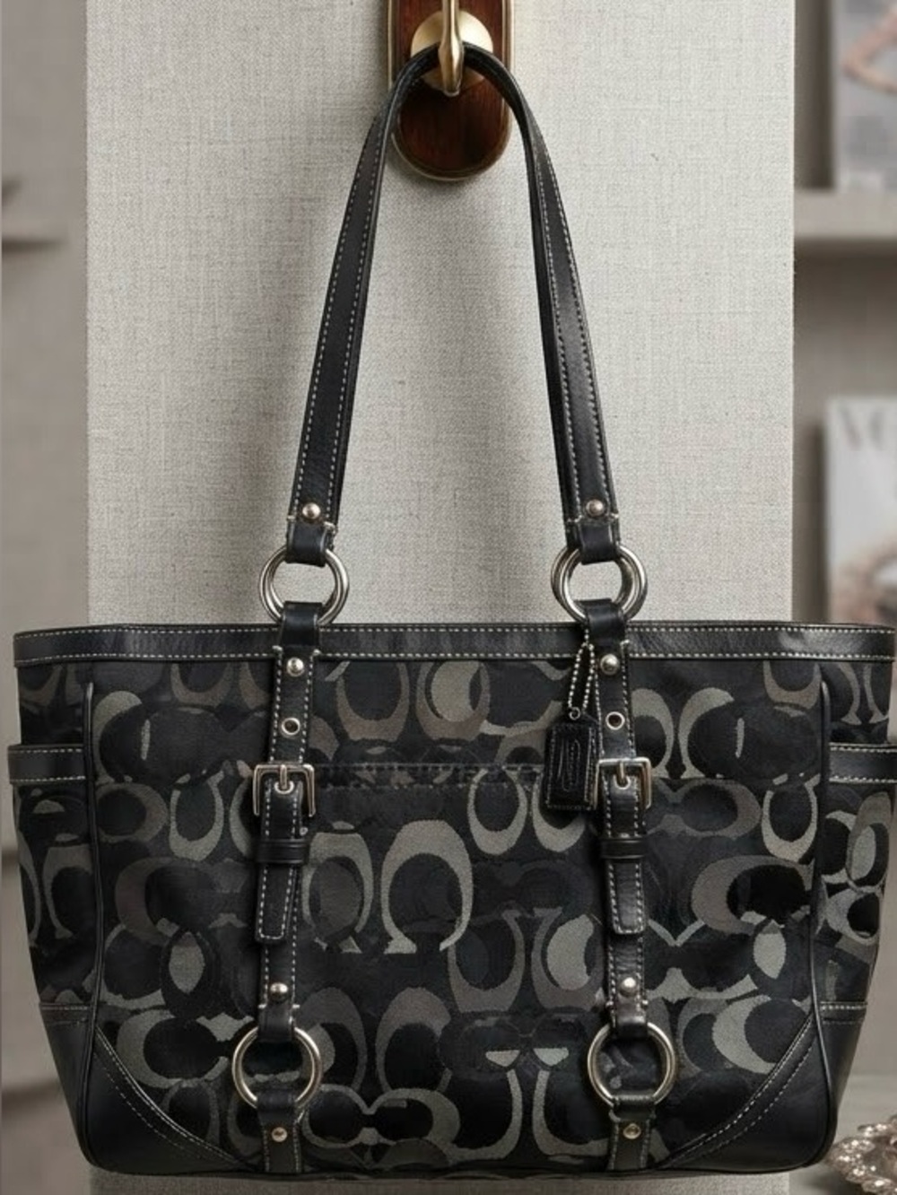 Vintage Y2K Coach Signature Jacquard Tote Bag